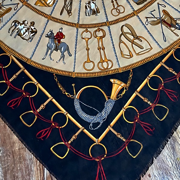 Vintage Equestrian Hunting Scarf Classic  Symphony Scarfs Made in Italy - Picture 3 of 12